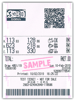 3+3D Bonus Box Bet Sample Ticket